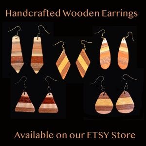 Wooden Earrings - Handcrafted